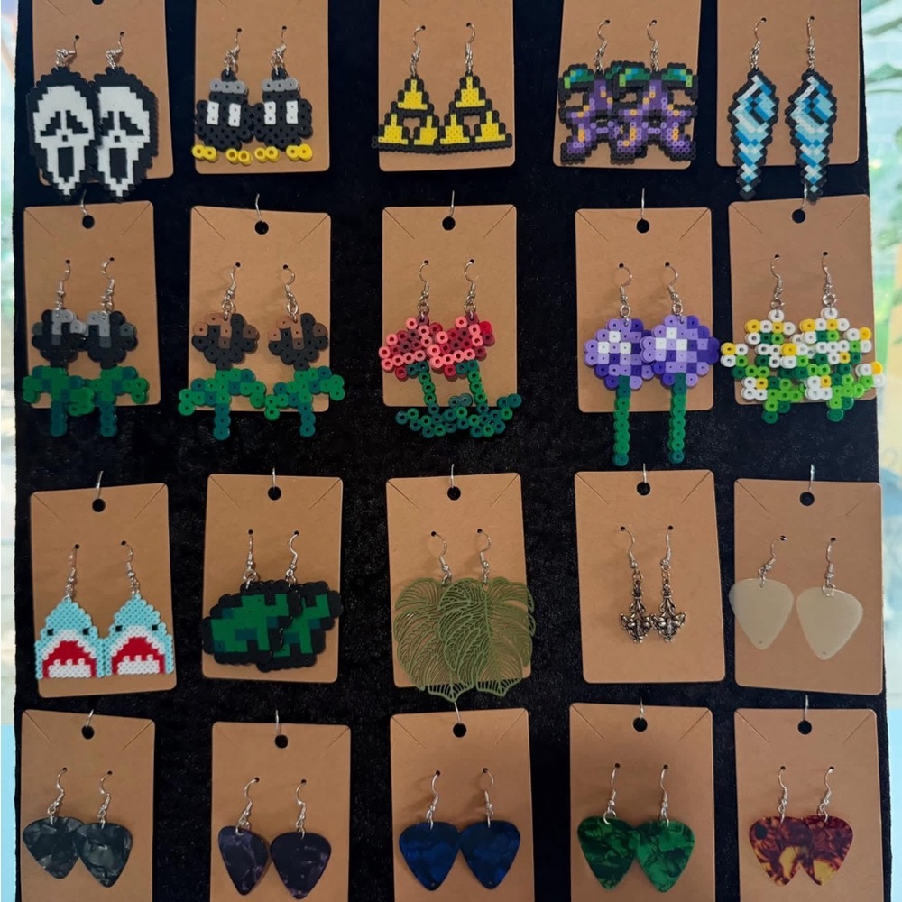 Handmade Bead & Mixed-Material Earrings - Assorted Colors
